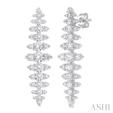 2 Ctw Waterfall Round Cut Diamond Fashion Earring in 14K White Gold